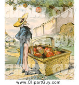Clip Art of Uncle Sam Waiting for Apples Fall in His Basket by JVPD
