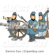 Clip Art of Union Soldier Men Armed with Rifles and a Canon by Djart