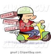 Vector Clip Art of a Pizza Delivery Scooter Guy - Royalty Free by Gnurf