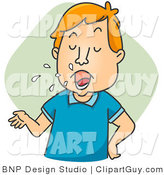 Vector Clip Art of a Red Haired White Man Spitting While Talking - Royalty Free by BNP Design Studio