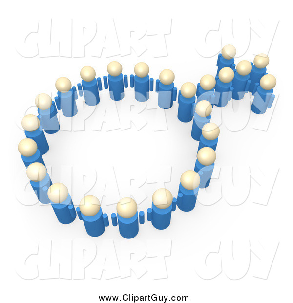Clip Art of a 3d Group of Blue People Forming the Male Sex Symbol