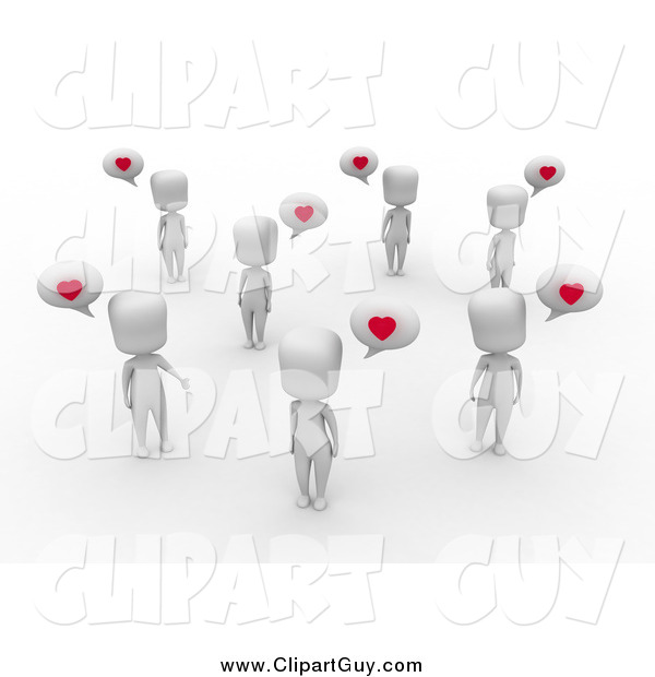Clip Art of a 3d White Group of People Talking About Love