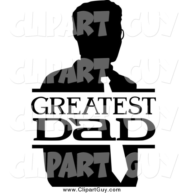 Clip Art of a Black and White Greatest Dad Sign and Man