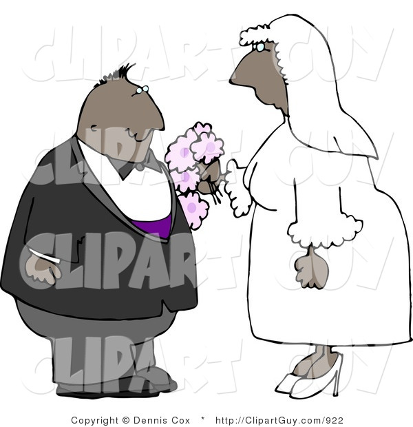 Clip Art of a Black Couple Getting Married