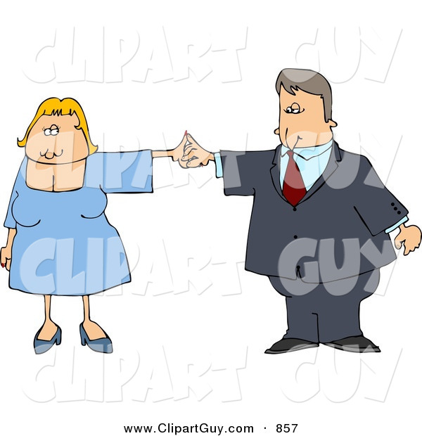 Clip Art of a Business Couple Dancing Together on White