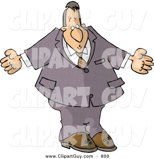 Clip Art of a Caucasian Businessman Man Shrugging His Shoulders