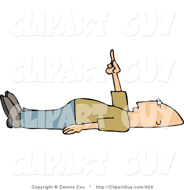 Clip Art of a Caucasian Male Stargazer Pointing out Stars in the Night Sky