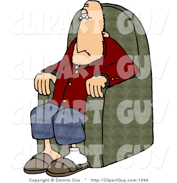 Clip Art of a Caucasian Man Sitting in a Chair