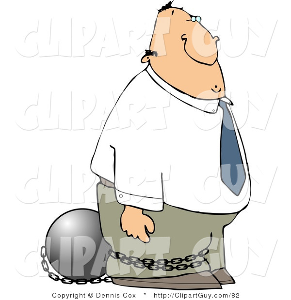 Clip Art of a Convicted Businessman Wearing a Ball and Chain on His Ankle