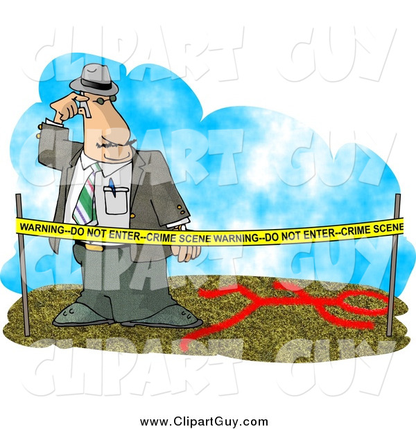Clip Art of a Crime Scene Investigator Looking at the Clues