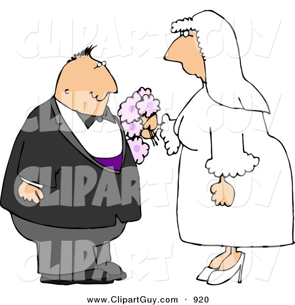 Clip Art of a Happy Man and Woman Getting Married to Each OtherHappy Man and Woman Getting Married to Each Other
