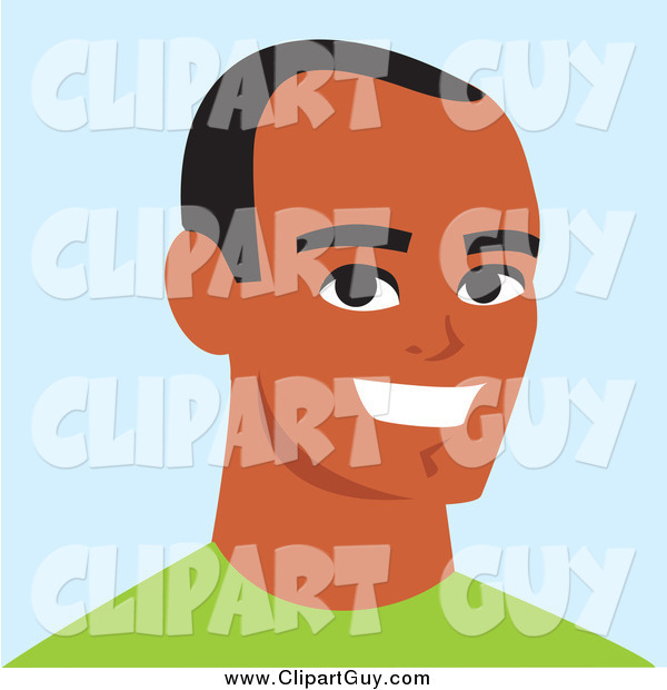 Clip Art of a Happy Young African American Guy Smiling