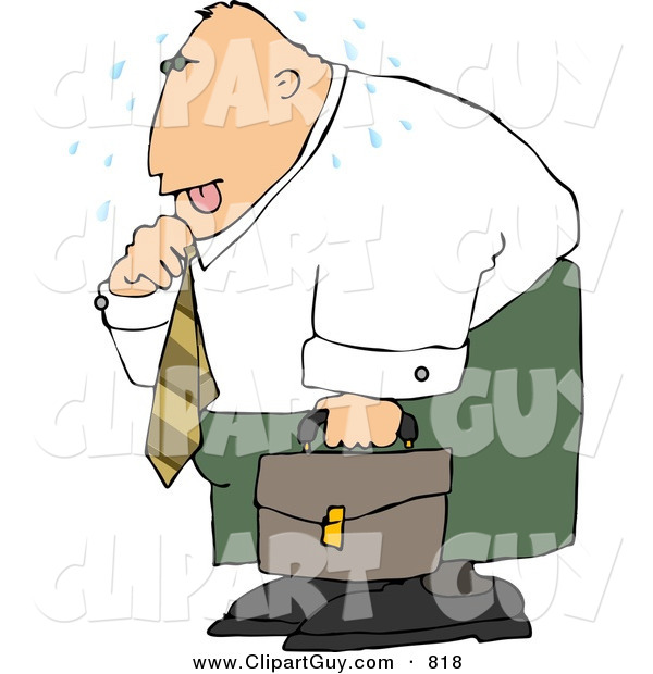 Clip Art of a Hot Caucasian Businessman Loosening up the Tie Around His Neck