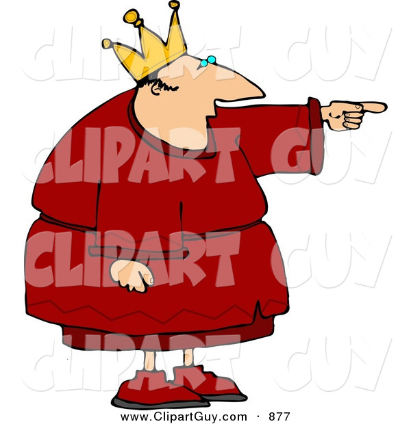 Clip Art of a King Pointing Finger at Something to the Right
