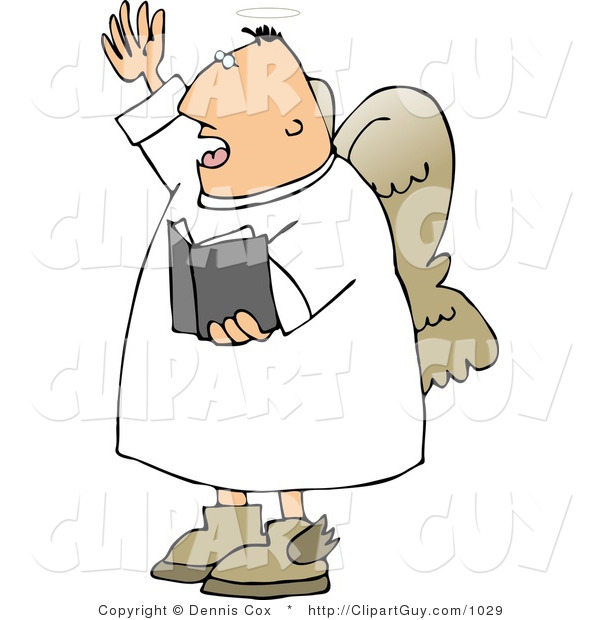 Clip Art of a Male Angel Preaching out to a Church from the Bible