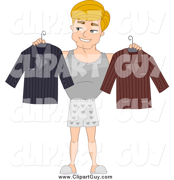 Clip Art of a Man Selecting His Clothes