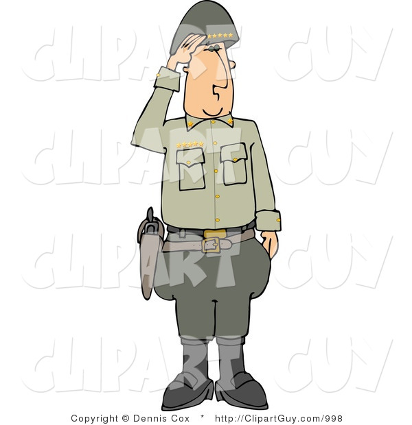 Clip Art of a Military 5 Star General Saluting Another Officer