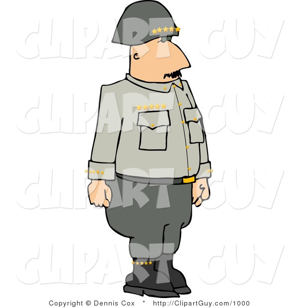 Clip Art of a Military 5 Star General Standing at Attention