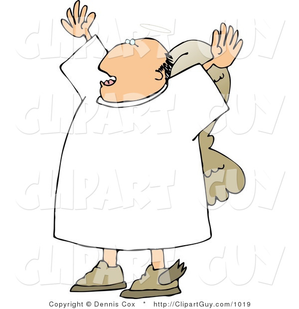 Clip Art of a Preaching Angel, His Arms up