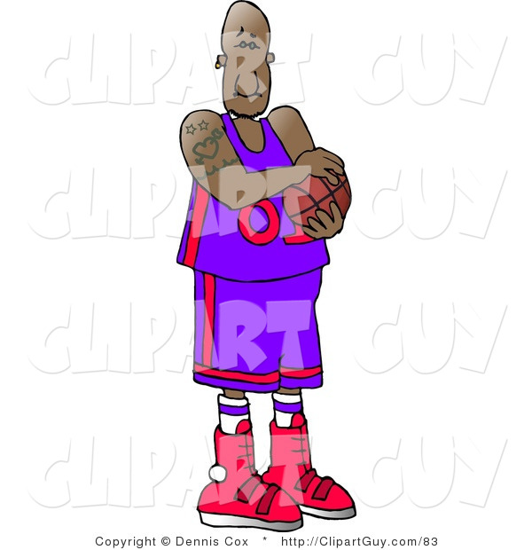 Clip Art of a Professional Black Basketball Player