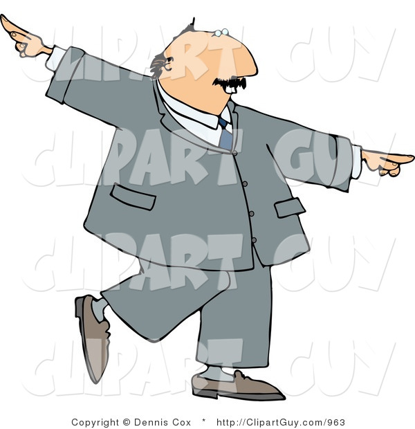 Clip Art of a Successful, Happy Businessman Dancing While Celebrating