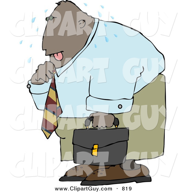 Clip Art of a Tired Ethnic Businessman Sweating from the Summer Heat