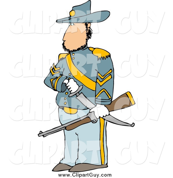 Clip Art of a Union Soldier with a Sword and Rifle