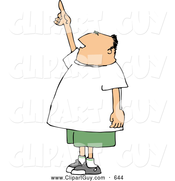 Clip Art of AAverage Man Pointing at Something up in the Sky