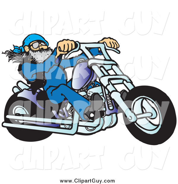 Clip Art of ACool Biker Dude Riding a Motorcycle
