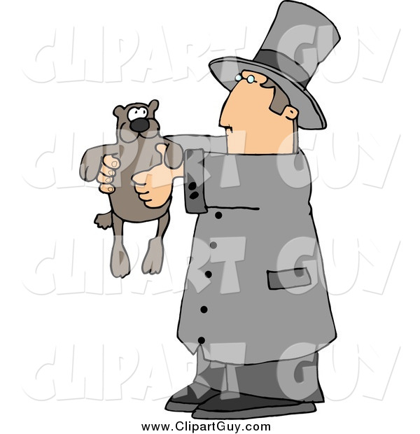 Clip Art of AGroundhog and Man