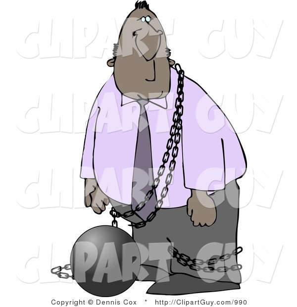 Clip Art of an Illegal Immigrant Wrapped in a Ball and Chain