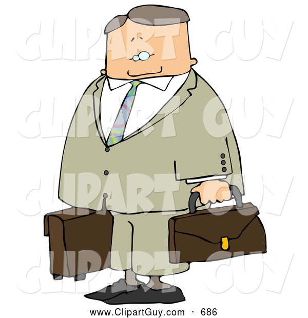 Clip Art of APacked up Older Businessman Ready to Travel to New York