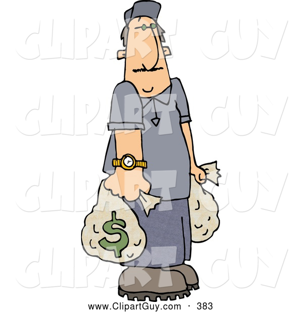 Clip Art of ARich Man Carrying Money Bags