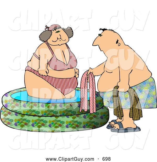 Clip Art of ASwimming Pool with a Man and Woman