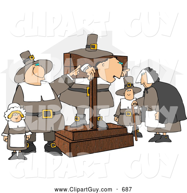 Clip Art of AThe Pilgrim Pillory and Observers