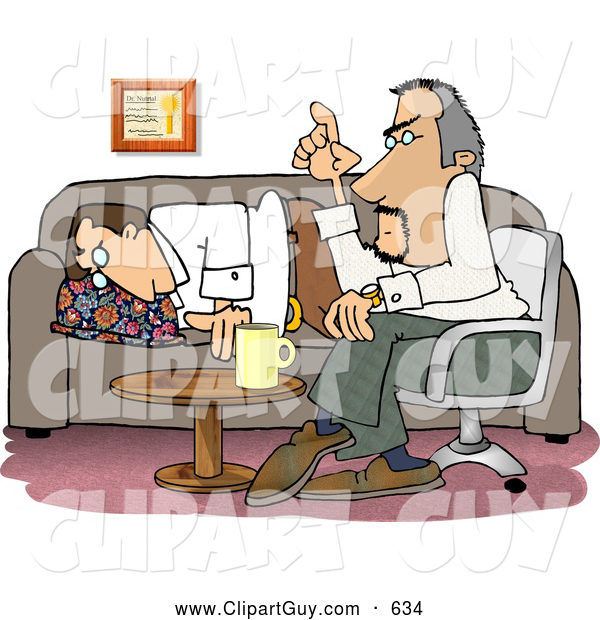 Clip Art of ATired or Bored Psychiatric Patient Falling Asleep to Psychiatrist Talking
