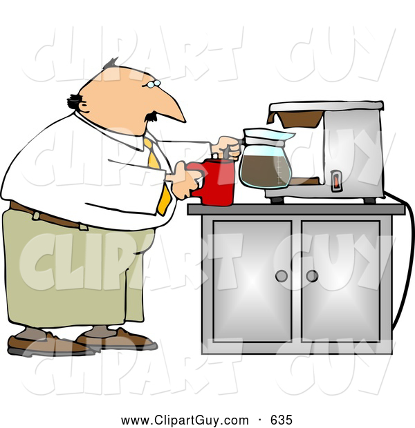 Clip Art of AWaking up Businessman Getting a Cup of Coffee