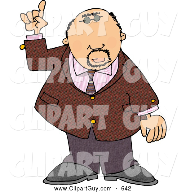 Clip Art of AWell Dressed Business Man Pointing Finger up
