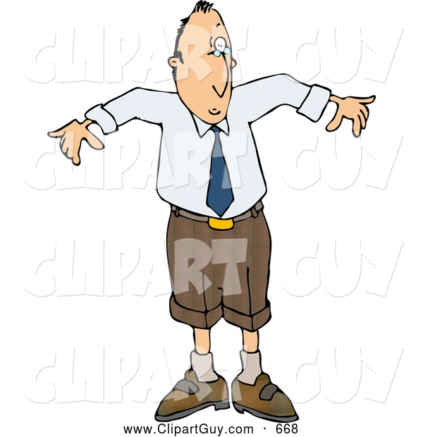 Clip Art of AWhite Man Wearing a Small Business Suit - Business Humor