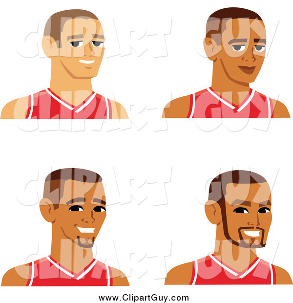 Clip Art of Male Avatars Wearing Basketball Jerseys