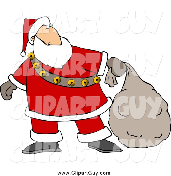 Clip Art of Santa Carrying a Sack