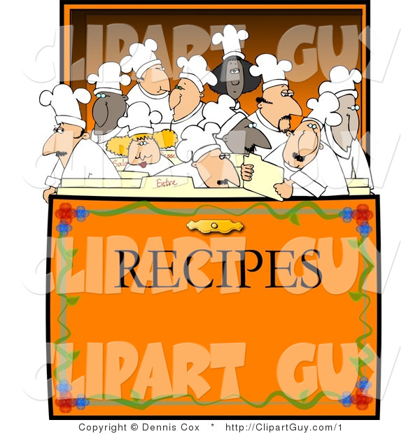 Vector Clip Art of a Crowded Recipe Box of Chefs - Royalty Free