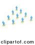 Clip Art of a 3d Blue People Network Forming a Triangle by