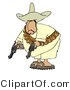 Clip Art of a Bandit Pointing His Two Pistols Towards the Ground by Djart