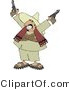 Clip Art of a Bandito Pointing Pistols in the Air with a Grin on His Face by Djart