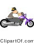 Clip Art of a Biker Riding a Purple Motorcycle to the Right by Djart