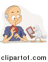 Clip Art of a Bird Offering His Cell Phone to a Senior White Man by BNP Design Studio
