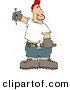 Clip Art of a Bored Male Carpenter with a Hammer and Nail, Ready to Work by Djart