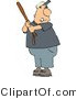 Clip Art of a Caucasian Angry Male Baseball Batter Holding the Bat Aggressively and Getting Ready to Swing at the Ball by Djart