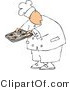 Clip Art of a Caucasian Baker Looking over His Shoulder While Holding Raw Food on a Tray by Djart